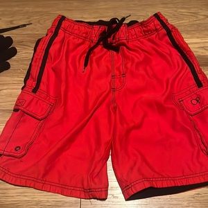 Boys red swim trunks